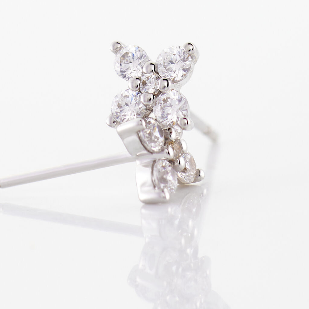 Boucles D'oreilles Puces Winter Flower Or Blanc Oxyde De Zirconium - Spannringe Damen | OROVIVO