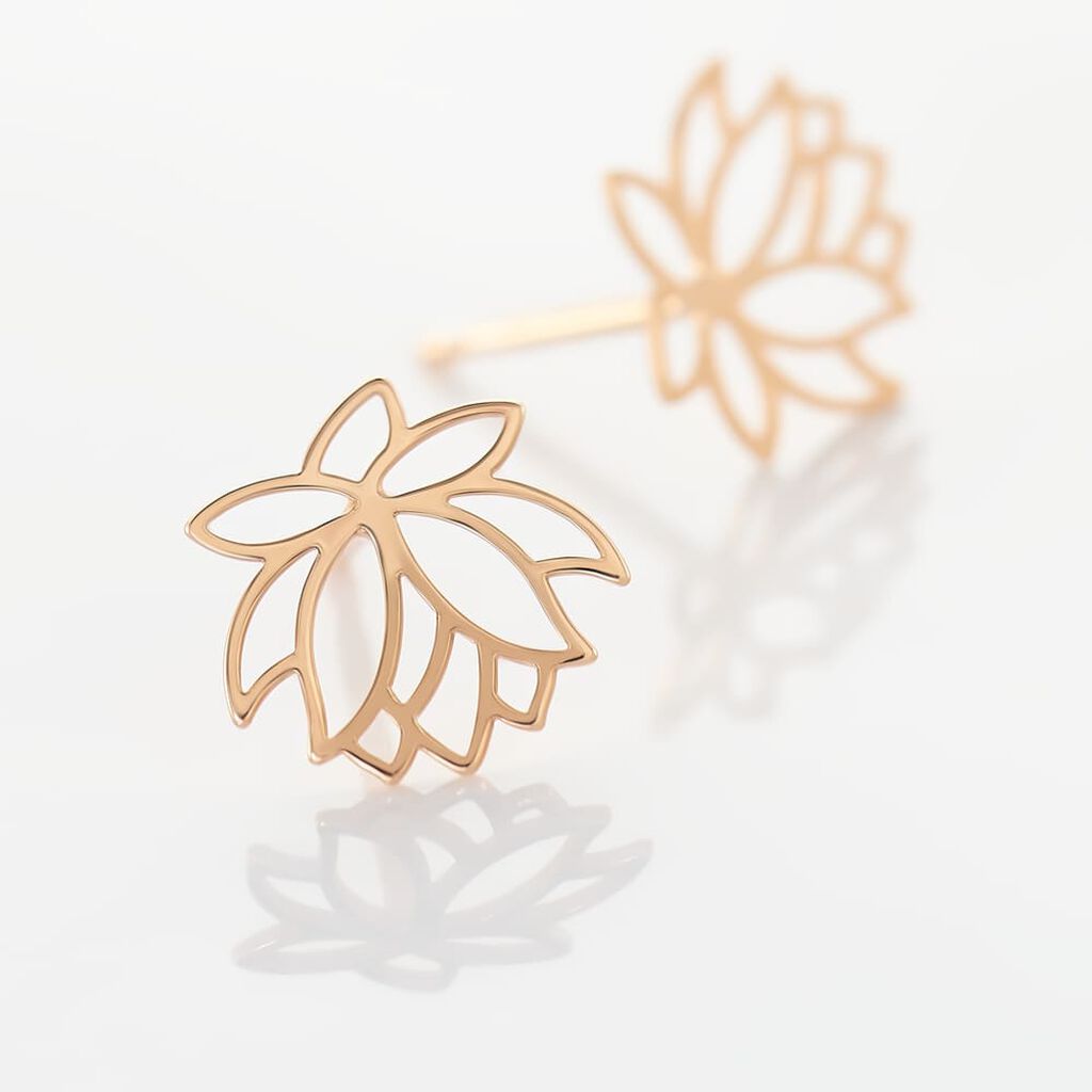 Damen Ohrstecker Silber 925 Rosé Vergoldet Lotus - Ohrstecker Damen | OROVIVO
