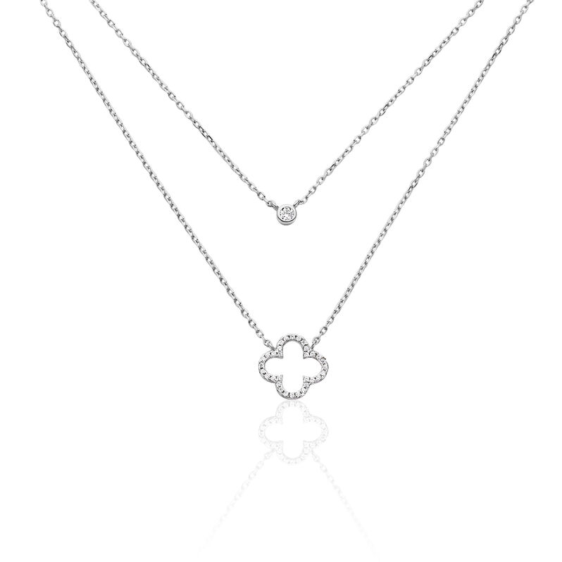 Collier Trisna Argent Trefle Oxyde - Spannringe Damen | OROVIVO