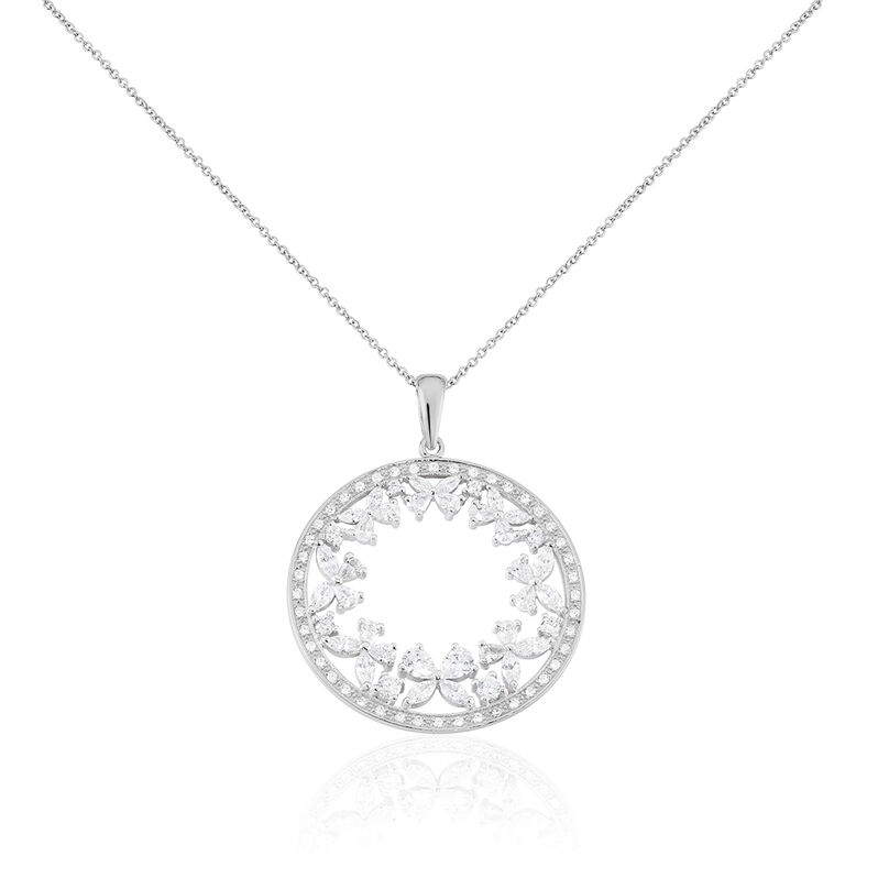 KATUCIA 9 Damen Collier Silber 925 Zirkonia Wei&szlig; Kreis - Halsketten Damen | OROVIVO