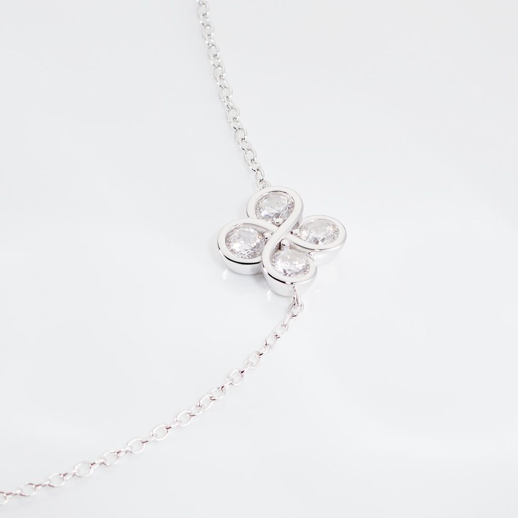 KAIYA Damen Armband Silber 925 Zirkonia Wei&szlig; 0,7 ct Talisman Kleeblatt