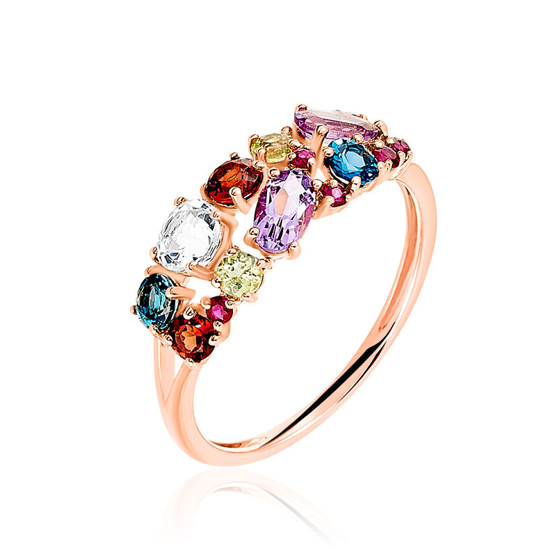 Bague Leonice Or Rose Amethyste Et Grenat Et Péridot - Spannringe Damen | OROVIVO
