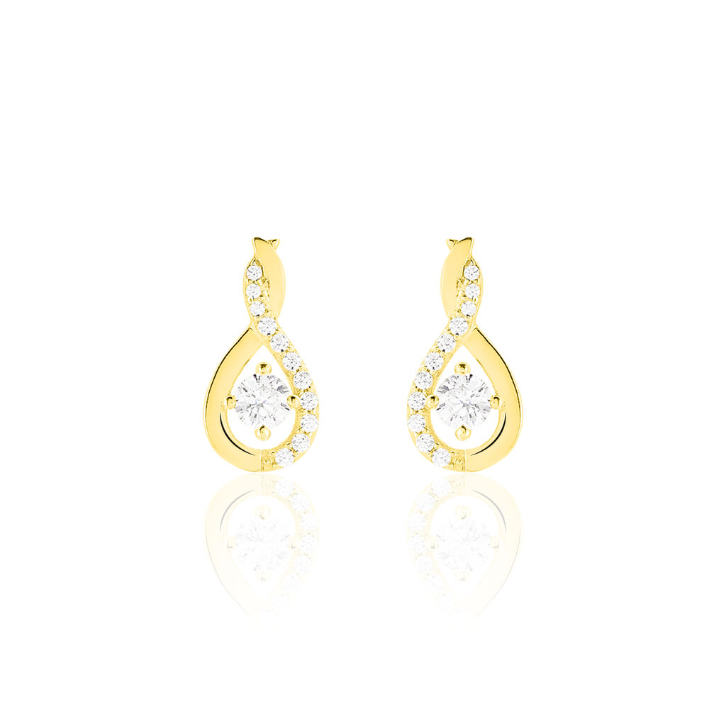 Damen Ohrringe Lang Gold 375 Zirkonia Tropfen Evana  - Ohrringe mit Stein Damen | OROVIVO
