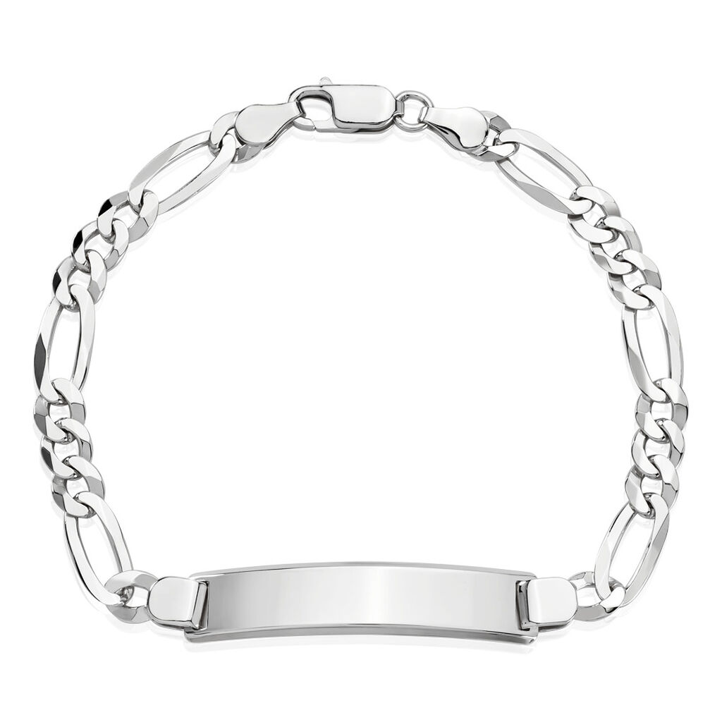 Herren ID Armband Silber 925 Figaro S Id 2,1cm 60mm - Armbänder Herren | OROVIVO