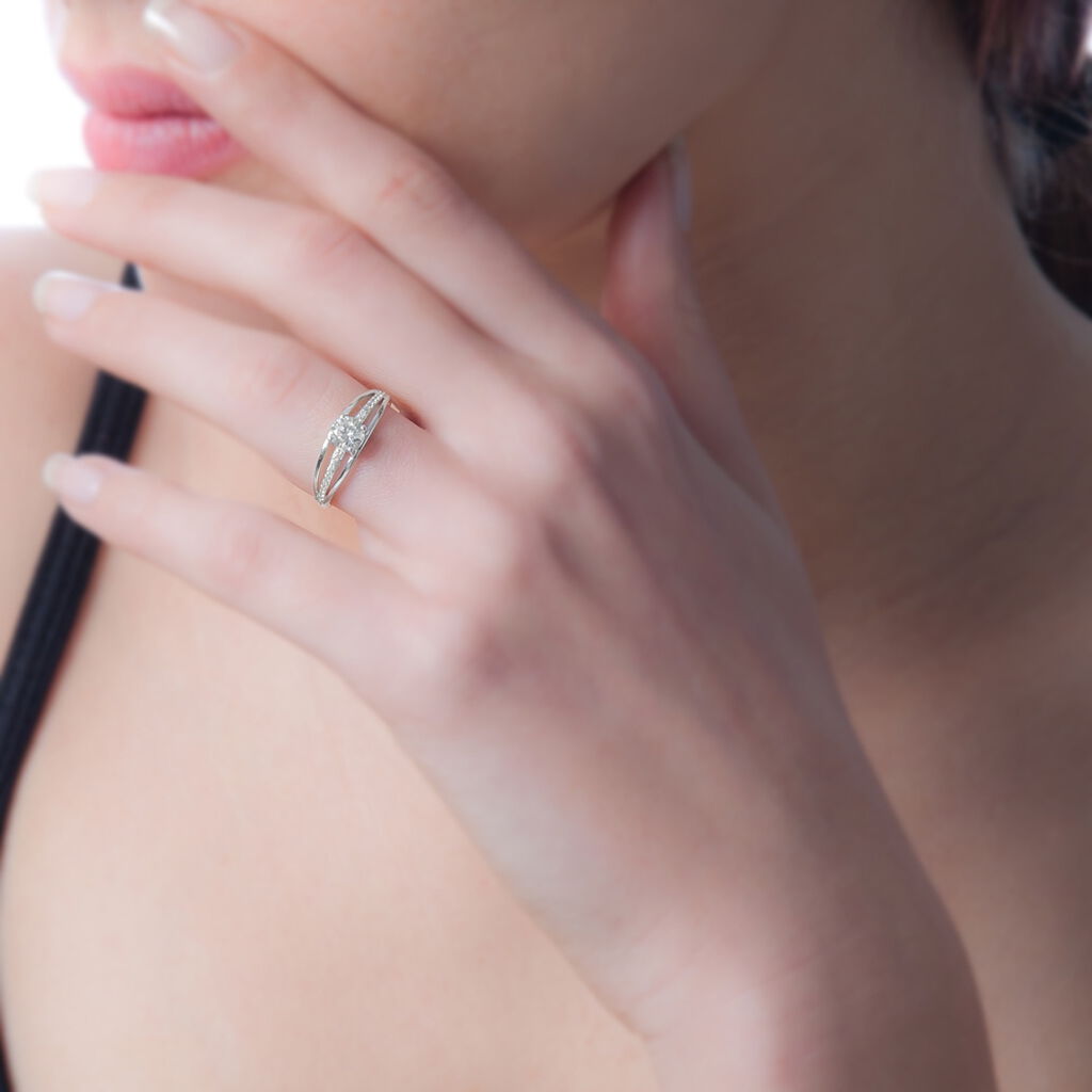 Bague Nevae Or Blanc Oxyde De Zirconium - Spannringe Damen | OROVIVO