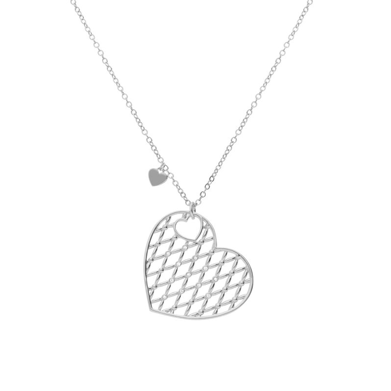 Collana lunga in ottone rodiato con due cuori e brillanti - Spannringe Damen | OROVIVO