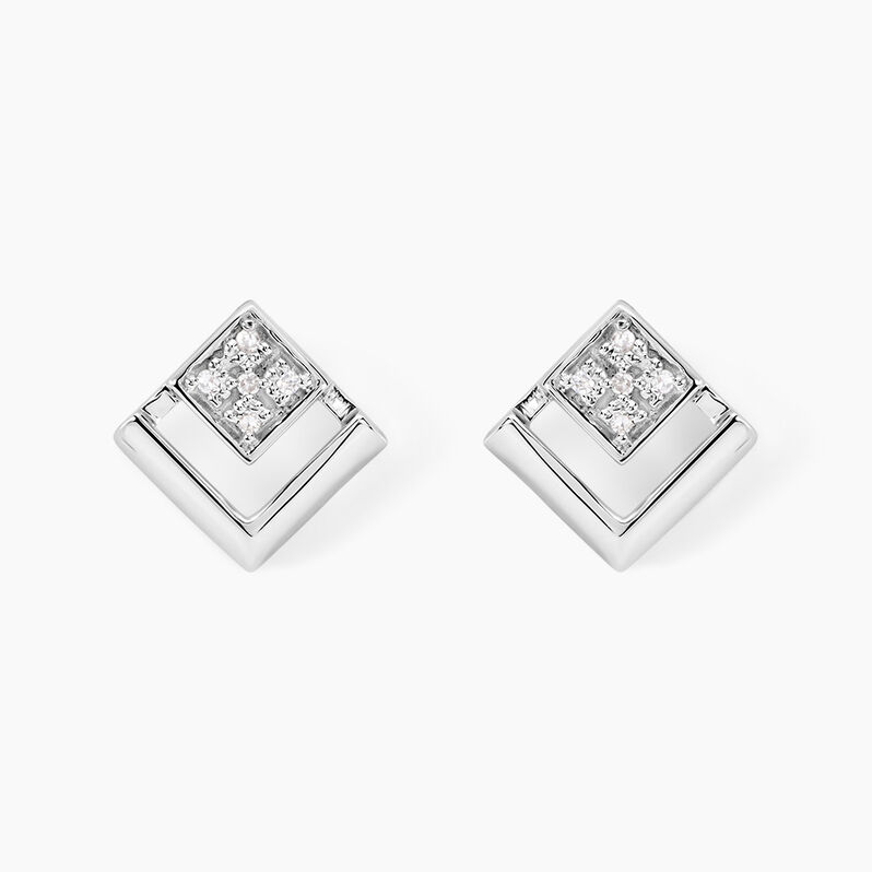 Boucles D'oreilles Puces Liana Or Blanc Diamant - Spannringe Damen | OROVIVO