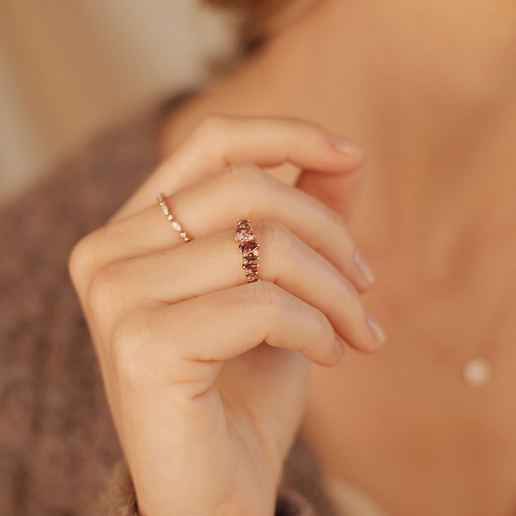 Pavéring Silber 925 Rosé Vergoldet Rosa Zirkonia - Hochzeitsringe Damen | OROVIVO