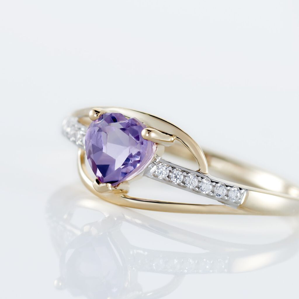 Bague Or Jaune Silucia Amethyste Et Oxydes - Spannringe Damen | OROVIVO