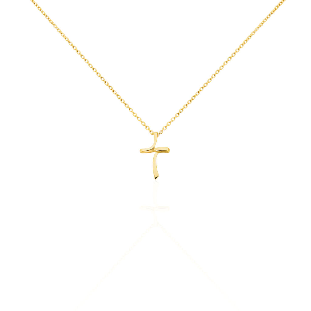 Thumbnail - Damen Halskette Silber 925 Vergoldet Kreuz, Collier ohne Stein