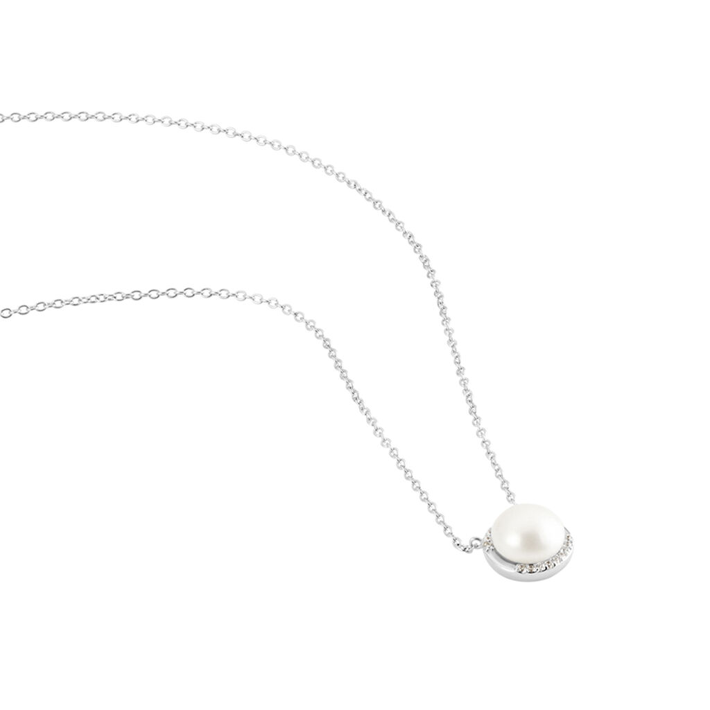 Damen Halskette Silber 925 Zuchtperle 8mm Zirkonia - Ketten mit Anhänger Damen | OROVIVO