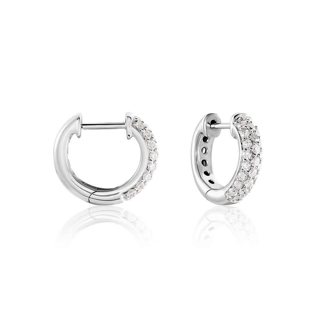 Brandice Damen Creolen Wei&szlig;gold 585 (14 Karat) Diamant Wei&szlig; 0,18 ct