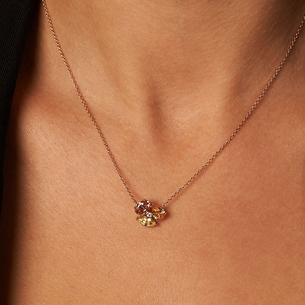 Damen Collier Silber rosevergoldet 925 Zirkonia Blume Blumena - Halsketten Damen | OROVIVO