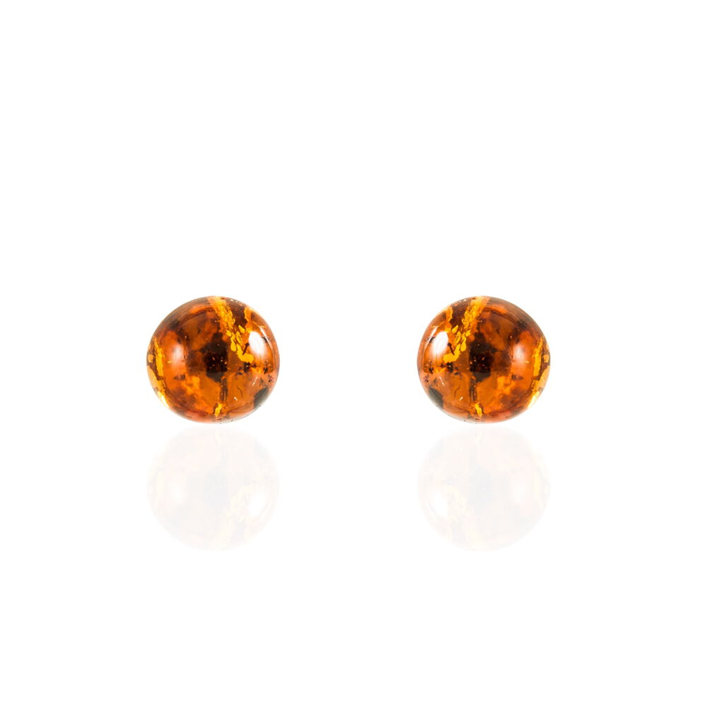 Boucles D'oreilles Puces Argent Et Ambre - Spannringe Damen | OROVIVO