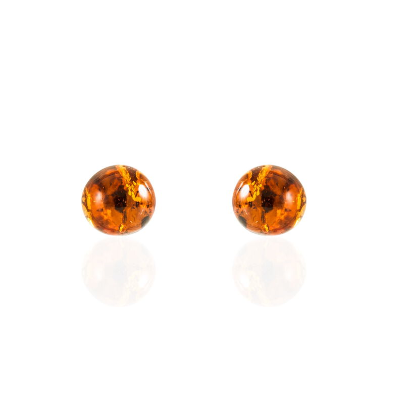 Boucles D'oreilles Puces Argent Et Ambre - Spannringe Damen | OROVIVO