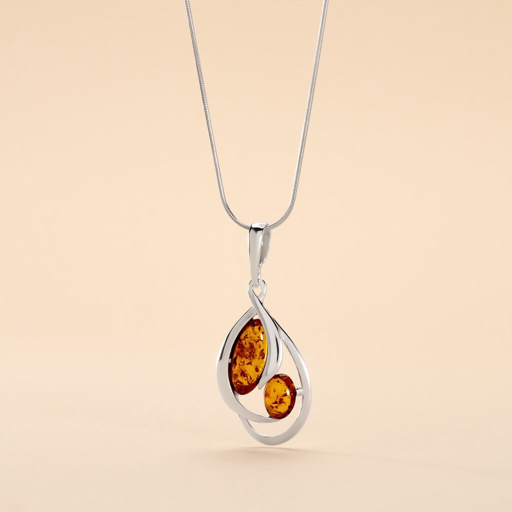 Collier Argent Blanc Hailey Ambre - Spannringe Damen | OROVIVO
