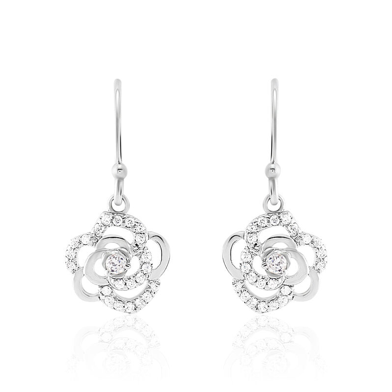 Boucles D'oreilles Pendantes Ashley Argent Blanc Oxyde De Zirconium - Spannringe Damen | OROVIVO