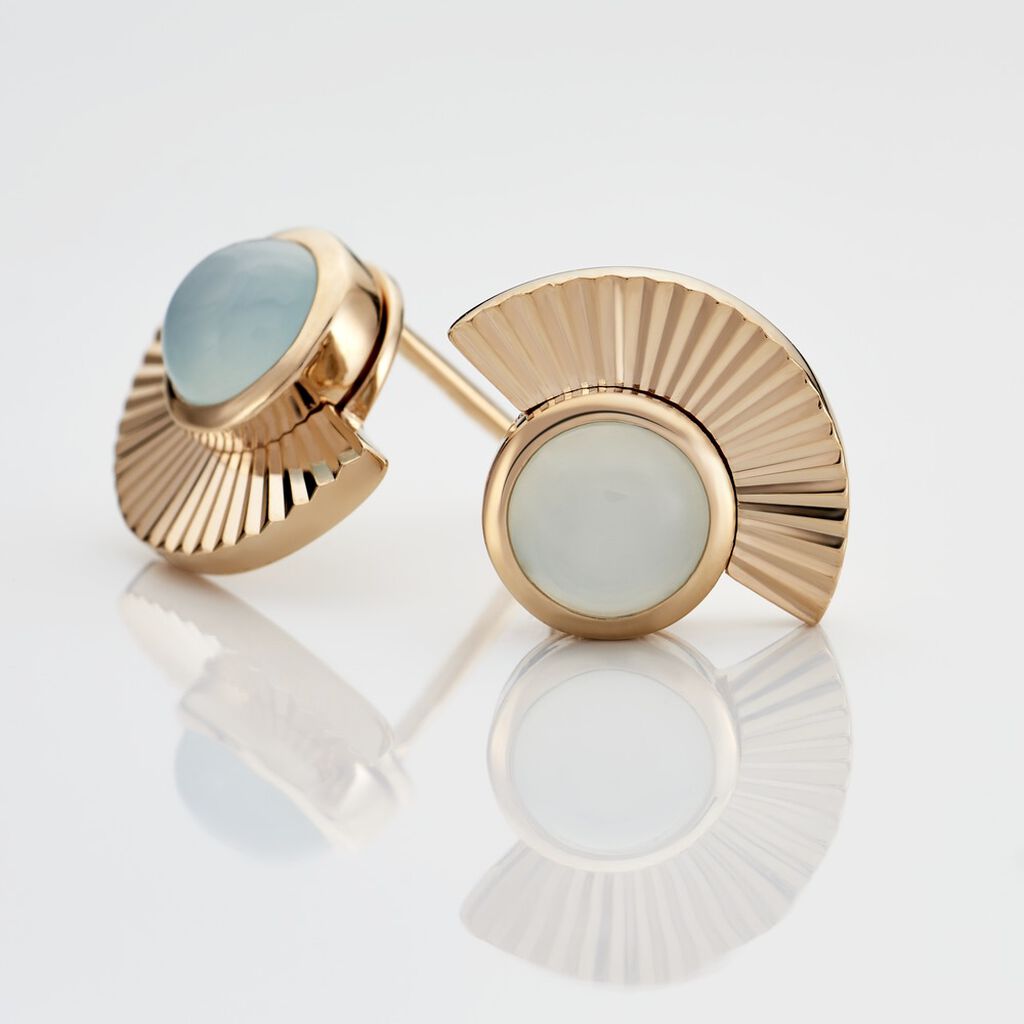 Ilona Damen Ohrstecker Vergoldet Achat Blau