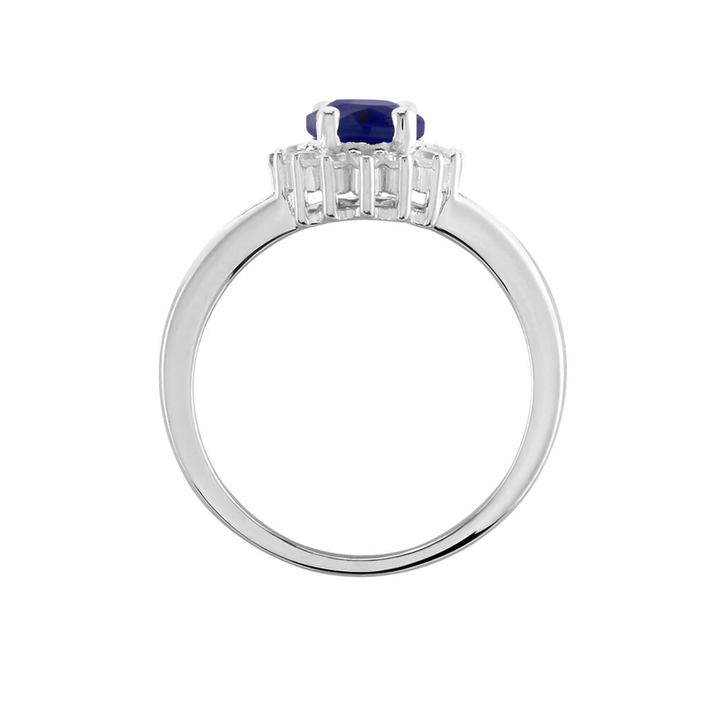SINYA Damen Ring Silber Silber 925 Glas Blau 2,06 ct