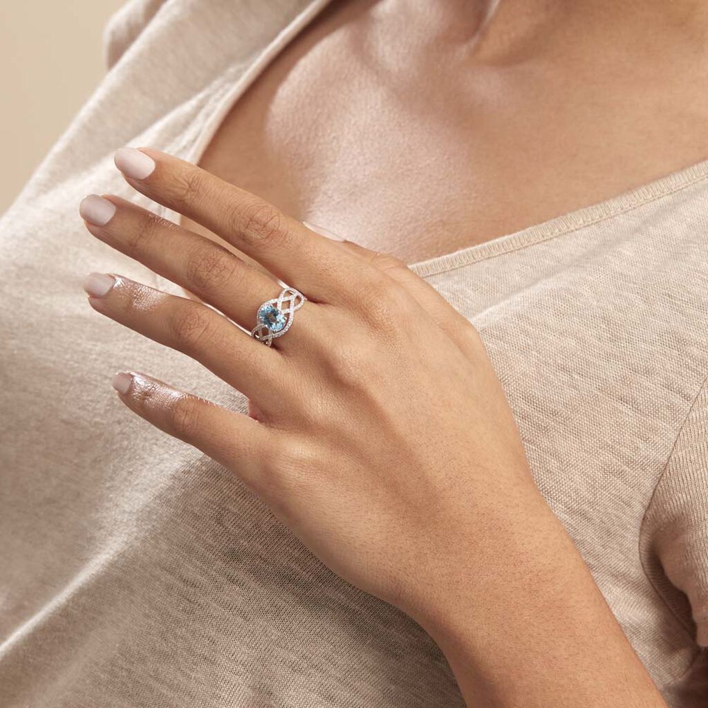 Bague Or Weiss Tina Topaze Centrale - Spannringe Damen | OROVIVO