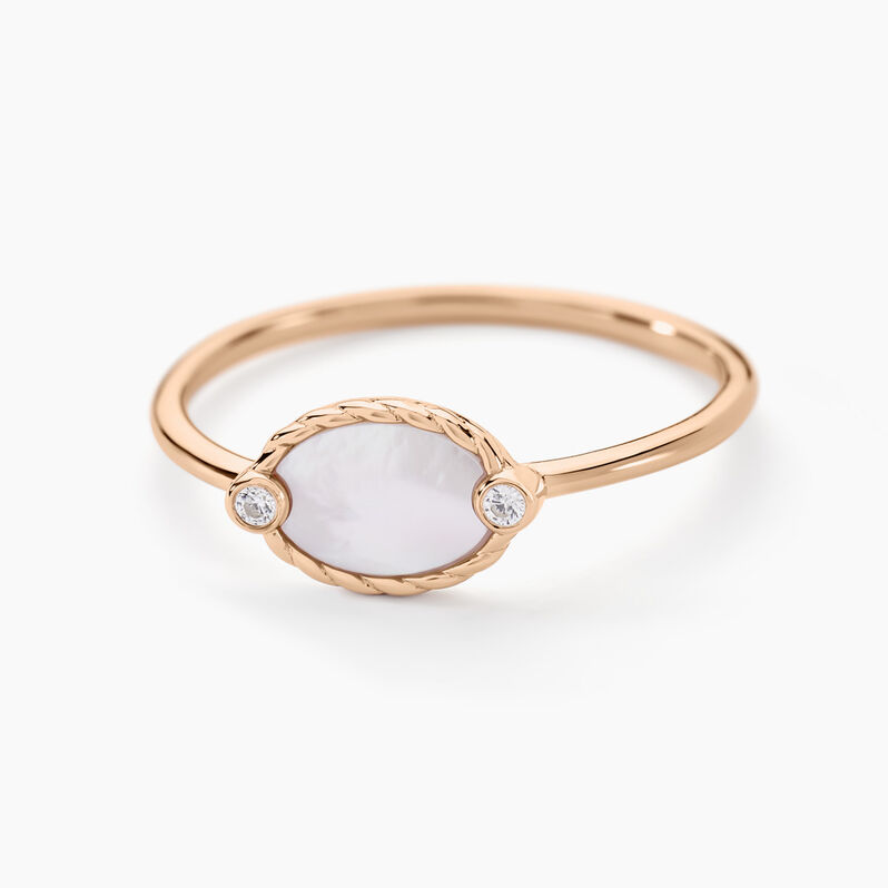 Bague Acacia Argent Rose Nacre Oxyde De Zirconium - Spannringe Damen | OROVIVO