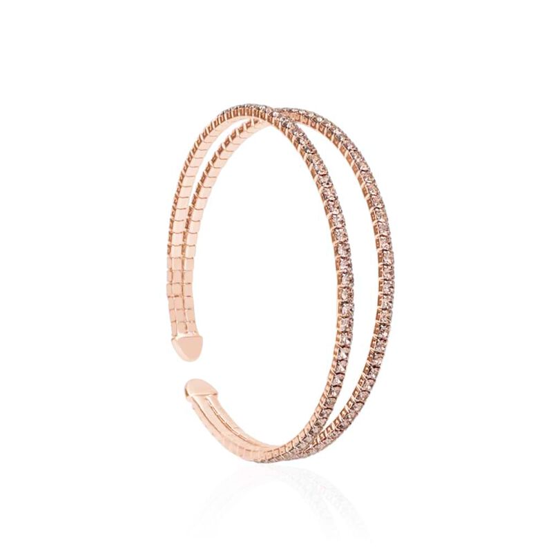 Bracciale bangle in metallo rosato e cristalli - Spannringe Damen | OROVIVO