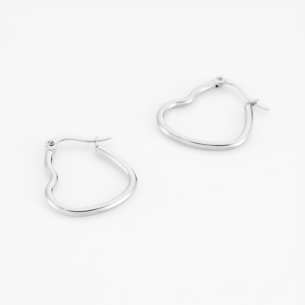 Damen Creolen Edelstahl Ohne Stein Herz Scarlette 20,00mm  - Creolen Damen | OROVIVO