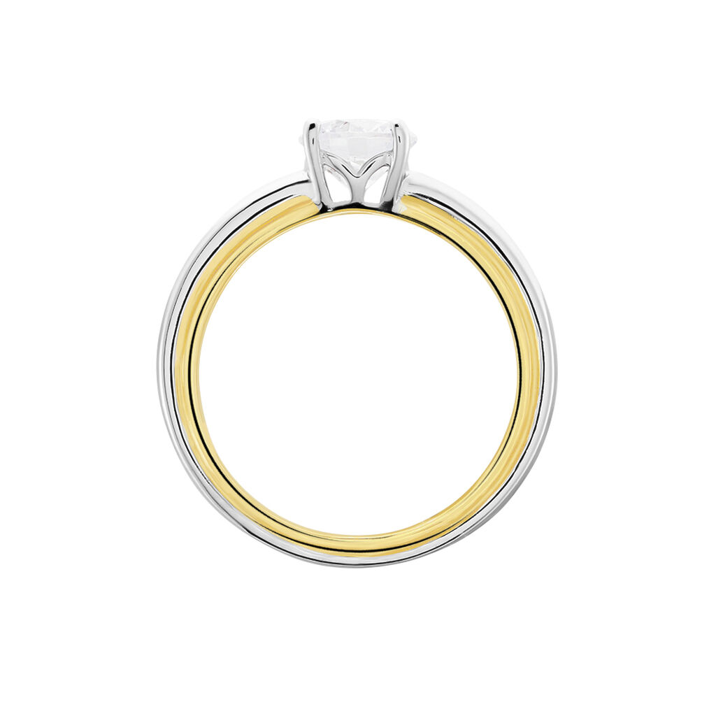 Damen Ring Silber Bicolor Gelb/Silber 925 Zirkonia 1,80mm  - Verlobungsringe Damen | OROVIVO