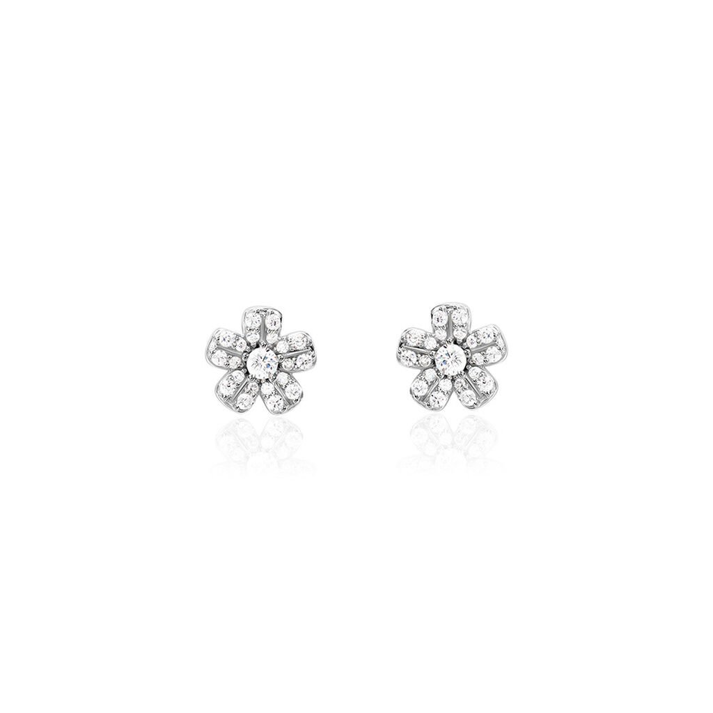 DANNA Damen Ohrstecker Silber Bicolor Gelb/Silber 925 Zirkonia Weiß 0,22 ct Blume, Ohrstecker mit Stein