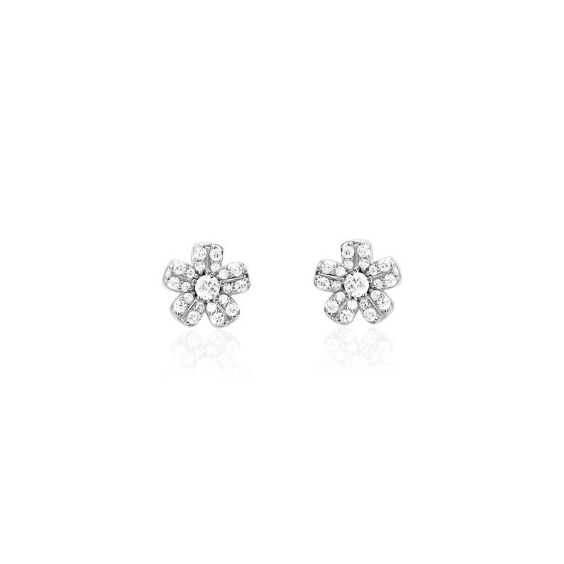 DANNA Damen Ohrstecker Silber Bicolor Gelb/Silber 925 Zirkonia Wei&szlig; 0,22 ct Blume - Ohrstecker Damen | OROVIVO