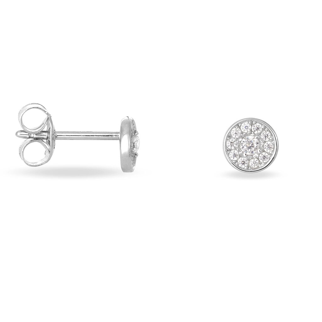 MINNA Damen Ohrstecker Silber 925 Zirkonia Wei&szlig; Kreis