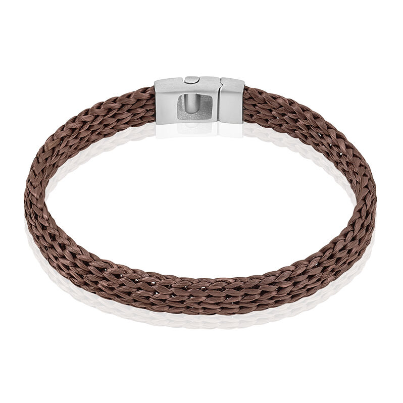 Bracelet Acier Et Rafia Marron 21cm - Spannringe Herren | OROVIVO