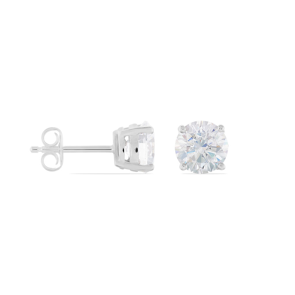 Damen Ohrstecker Silber 925 Zirkonia Wei&szlig; 4,7 ct