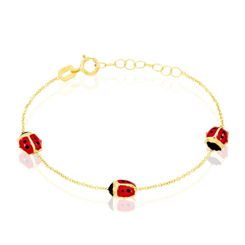 LEE MARIENK&Auml;FER 2 Kinder Armband Gold 375 (9 Karat) Marienk&auml;fer - Armb&auml;nder mit Anh&auml;nger Kinder | OROVIVO