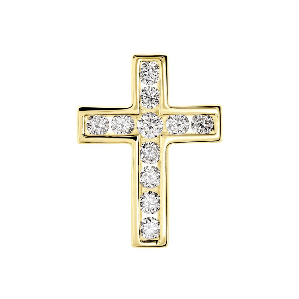  Anhänger Gold 375 Diamant 0,26ct Religiöses Kreuz 1,5cm - Schmuckanhänger Damen | OROVIVO