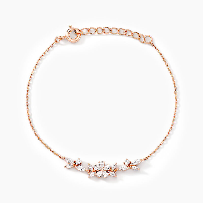Bracelet Argent Rose Fleur Oxyde - Spannringe Damen | OROVIVO