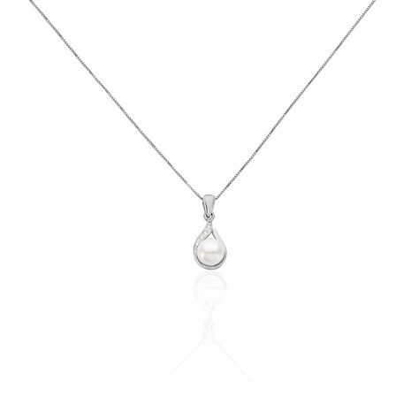 Damen Halskette Silber 925 Zuchtperle 7,5mm Zirkonia - Halsketten Damen | OROVIVO