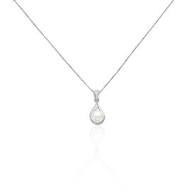 Damen Halskette Silber 925 Zuchtperle 7,5mm Zirkonia - Ketten mit Anhänger Damen | OROVIVO