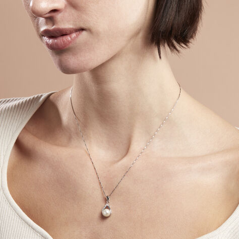Damen Halskette Silber 925 Zuchtperle 7,5mm Zirkonia - Halsketten Damen | OROVIVO