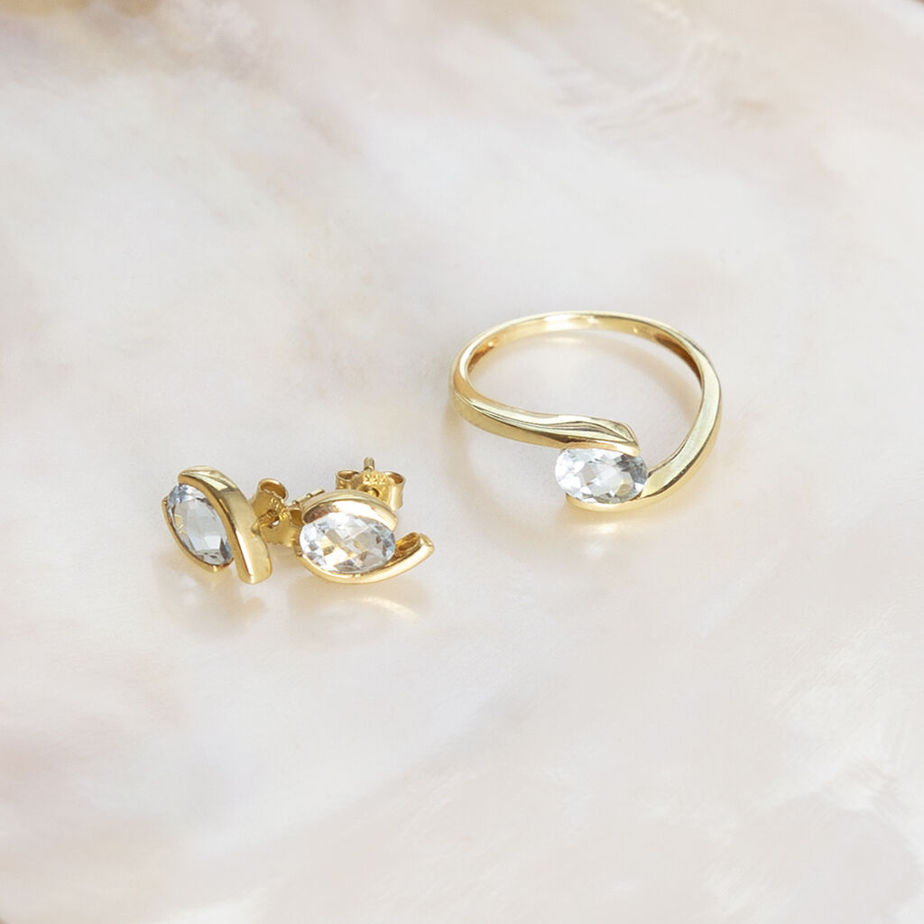 CARGA Damen Ohrstecker Gold 333 (8 Karat) Topas Blau 1,97 ct Oval