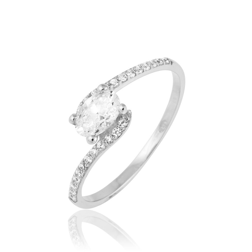 Bague Loriane Or Blanc Oxyde De Zirconium - Spannringe Damen | OROVIVO