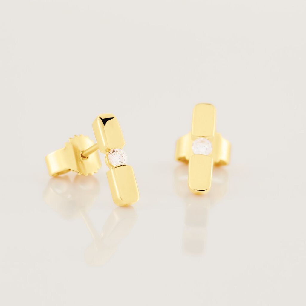 SANINA Damen Ohrstecker Gold 585 (14 Karat) Diamant Wei&szlig; 0,1 ct