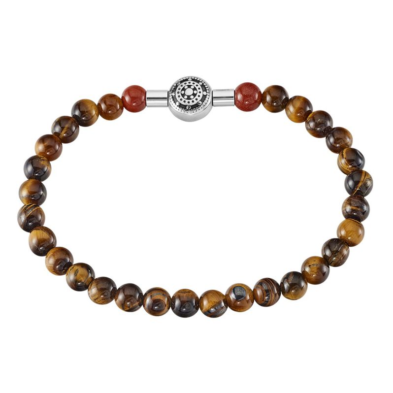 Unisex Armband Edelstahl Mondstein Kastanienbraun 66ct - Kugelarmbänder Unisex | OROVIVO