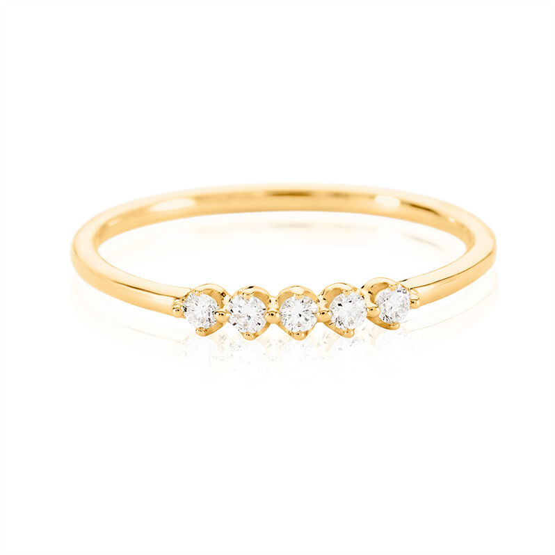ZYLA Damen Ring Gold 375 (9 Karat) Synthetischer Diamant Wei&szlig; 0,1 ct - Ringe mit Stein Damen | OROVIVO