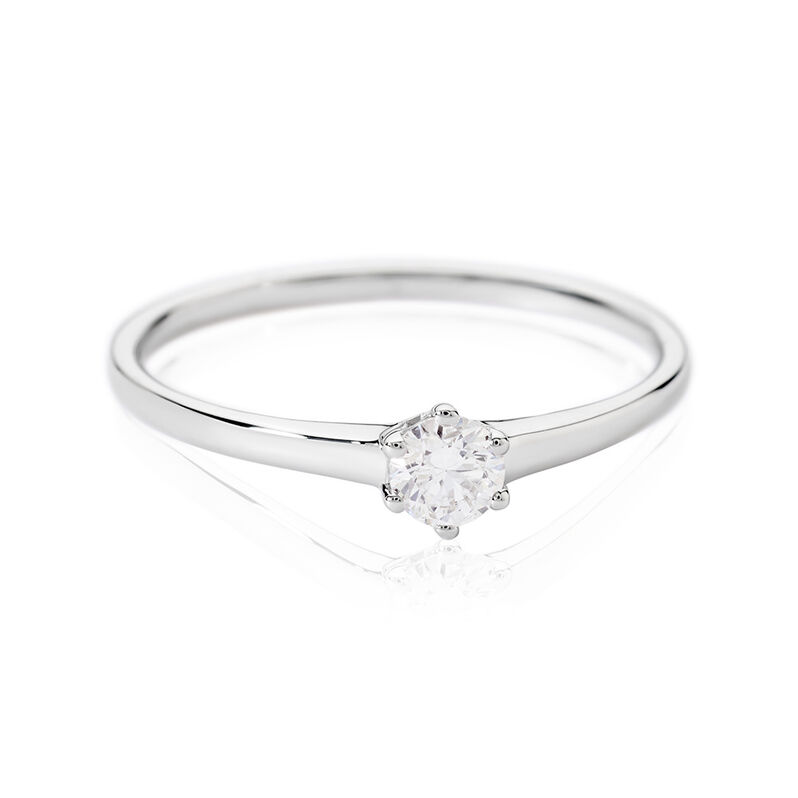 MONOPOLI Damen Ring Wei&szlig;gold 585 (14 Karat) Diamant Wei&szlig; 0,26 ct - Verlobungsringe Damen | OROVIVO