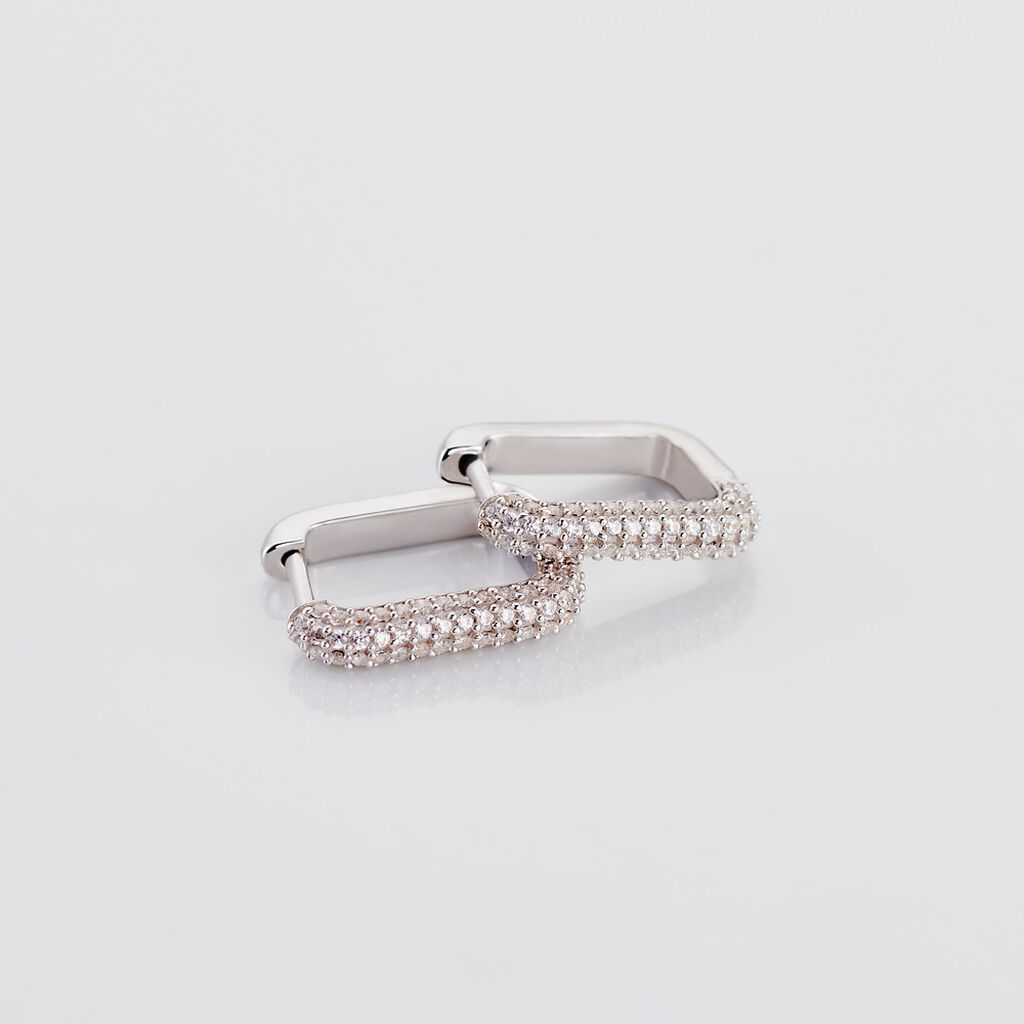 Damen Creolen Silber 925 Zirkonia Rechteckig Avah  - Creolen Damen | OROVIVO