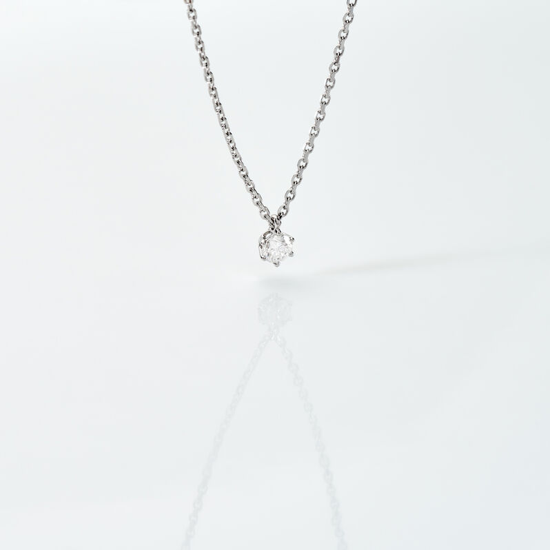 MONOPOLI Damen Collier Wei&szlig;gold 585 (14 Karat) Diamant Wei&szlig; 0,16 ct - Halsketten Damen | OROVIVO