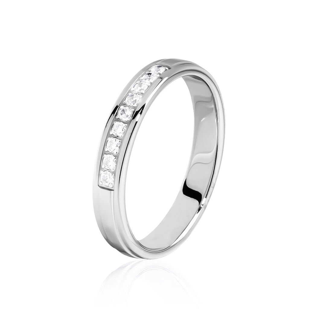 Alliance Serti Pave Or Blanc Diamant - Spannringe Unisex | OROVIVO