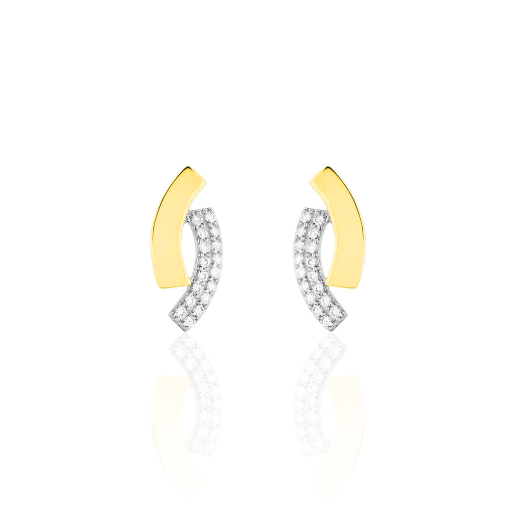 VERO Damen Ohrstecker Gold 375 (9 Karat) Zirkonia Weiß 0,34 ct Oval, Ohrstecker mit Stein