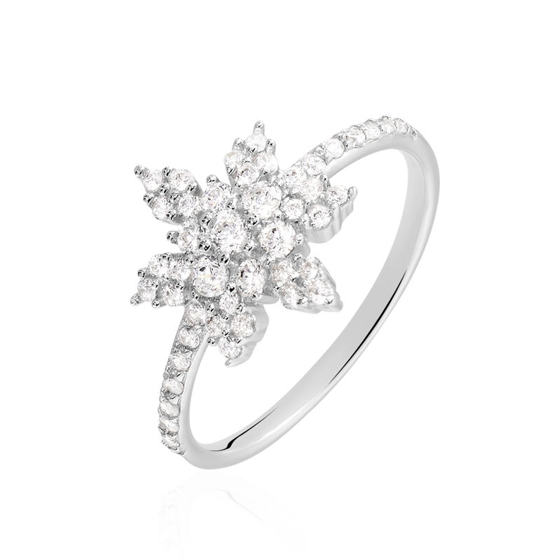 Bague Argent Rhodie Neige Motif Fleur De - Spannringe Damen | OROVIVO